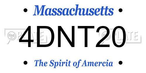 4DNT20 Massachusetts License Plate