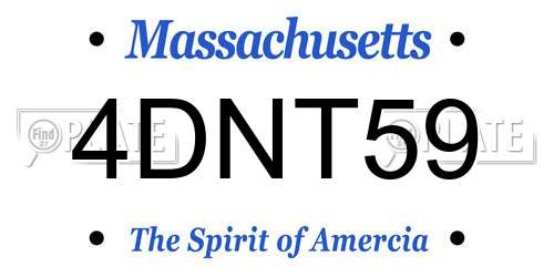 4DNT59 Massachusetts License Plate