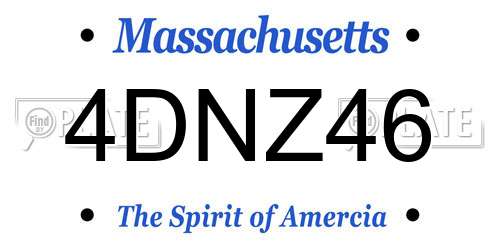 4DNZ46 Massachusetts License Plate