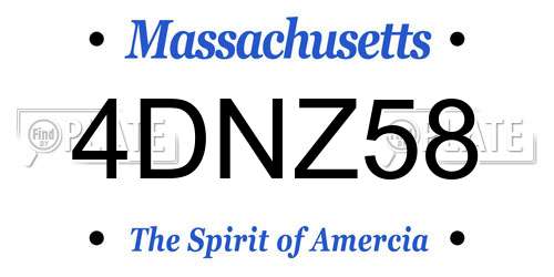 4DNZ58 Massachusetts License Plate