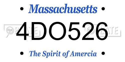 4DO526 Massachusetts License Plate