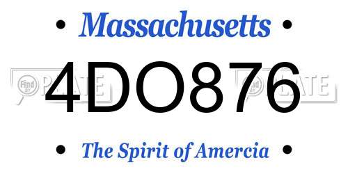 4DO876 Massachusetts License Plate