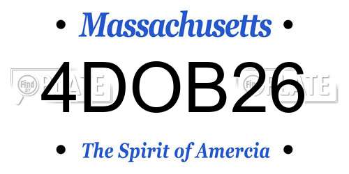 4DOB26 Massachusetts License Plate
