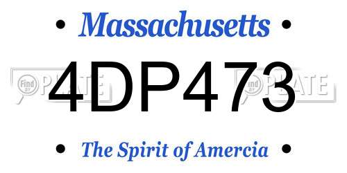 4DP473 Massachusetts License Plate