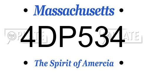 4DP534 Massachusetts License Plate