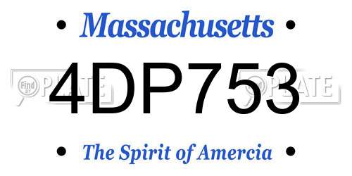 4DP753 Massachusetts License Plate