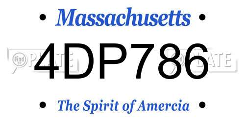 4DP786 Massachusetts License Plate
