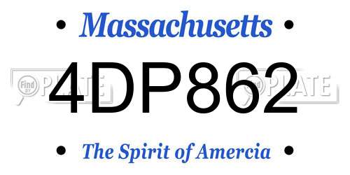 4DP862 Massachusetts License Plate