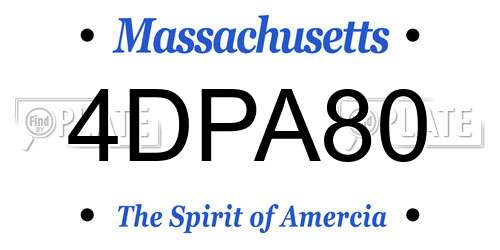 4DPA80 Massachusetts License Plate