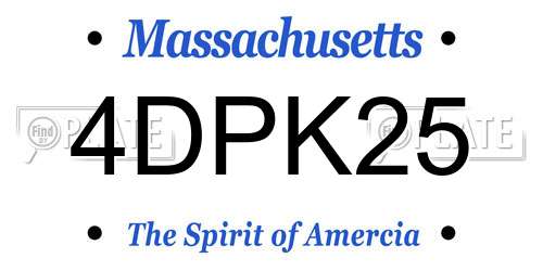 4DPK25 Massachusetts License Plate