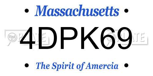 4DPK69 Massachusetts License Plate