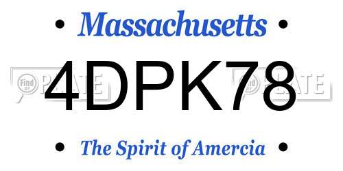 4DPK78 Massachusetts License Plate