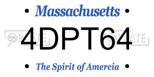 4DPT64 Massachusetts License Plate