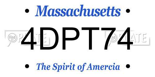 4DPT74 Massachusetts License Plate