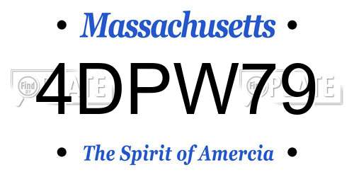 4DPW79 Massachusetts License Plate