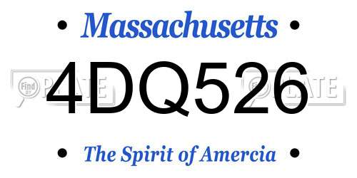 4DQ526 Massachusetts License Plate