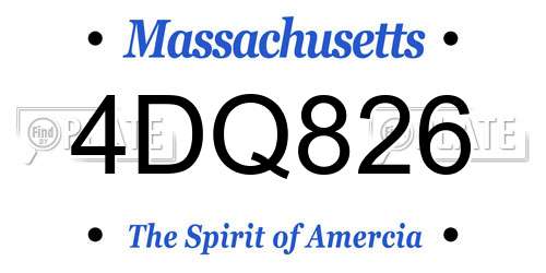 4DQ826 Massachusetts License Plate