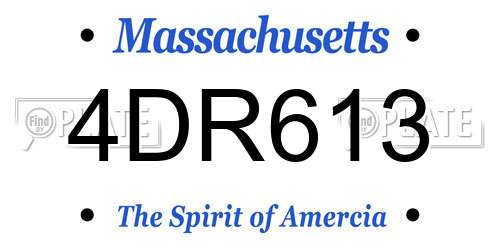4DR613 Massachusetts License Plate