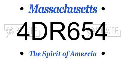 4DR654 Massachusetts License Plate