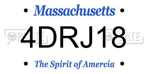 4DRJ18 Massachusetts License Plate