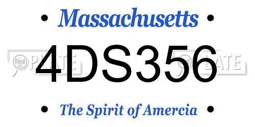 4DS356 Massachusetts License Plate