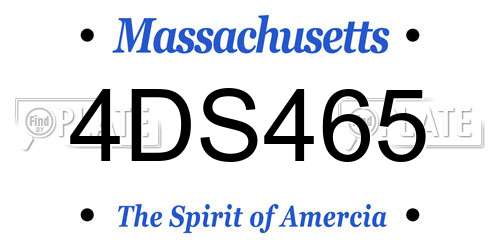4DS465 Massachusetts License Plate