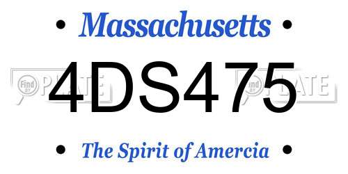 4DS475 Massachusetts License Plate
