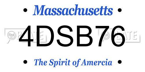 4DSB76 Massachusetts License Plate