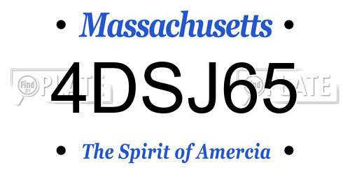 4DSJ65 Massachusetts License Plate