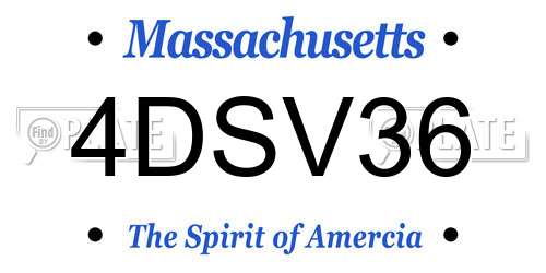 4DSV36 Massachusetts License Plate