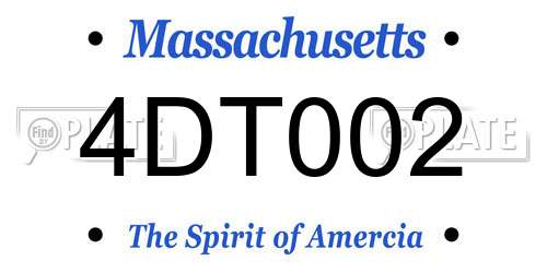 4DT002 Massachusetts License Plate