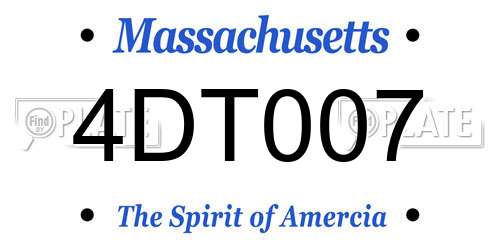 4DT007 Massachusetts License Plate