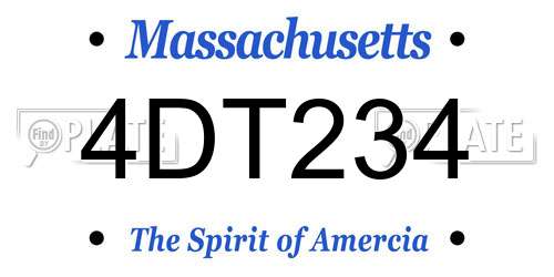 4DT234 Massachusetts License Plate