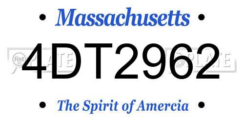4DT2962 Massachusetts License Plate