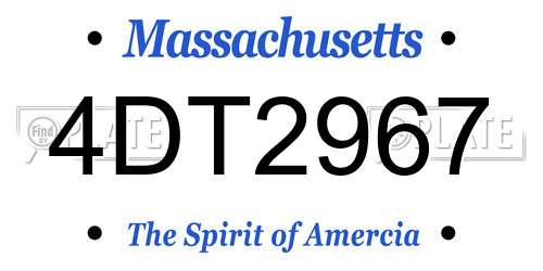 4DT2967 Massachusetts License Plate
