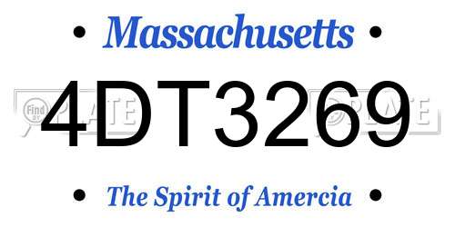 4DT3269 Massachusetts License Plate