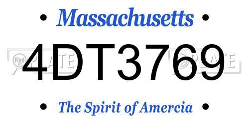 4DT3769 Massachusetts License Plate