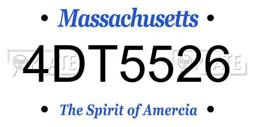 4DT5526 Massachusetts License Plate