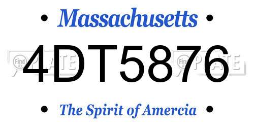 4DT5876 Massachusetts License Plate