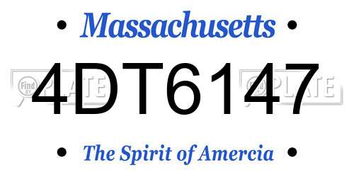 4DT6147 Massachusetts License Plate