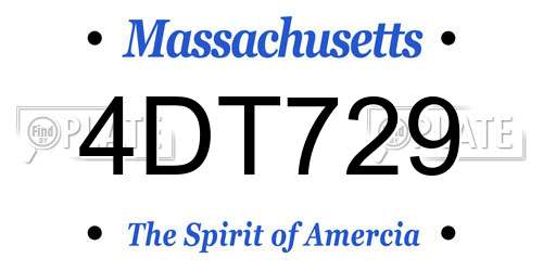 4DT729 Massachusetts License Plate