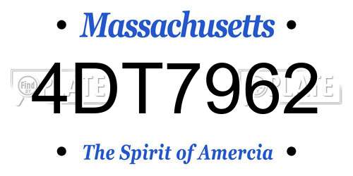 4DT7962 Massachusetts License Plate