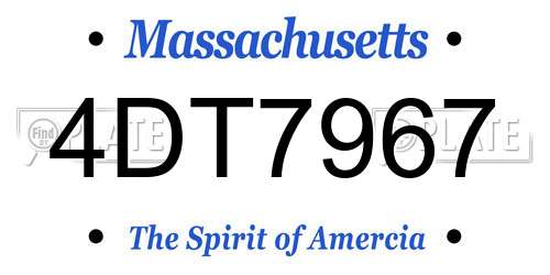 4DT7967 Massachusetts License Plate
