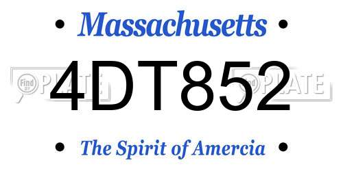4DT852 Massachusetts License Plate
