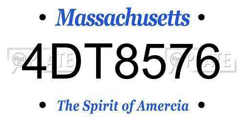 4DT8576 Massachusetts License Plate