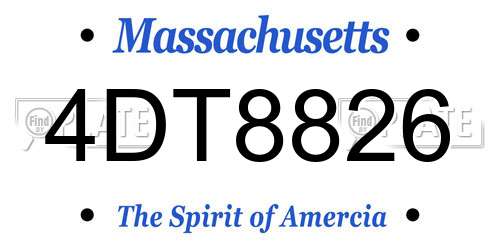 4DT8826 Massachusetts License Plate