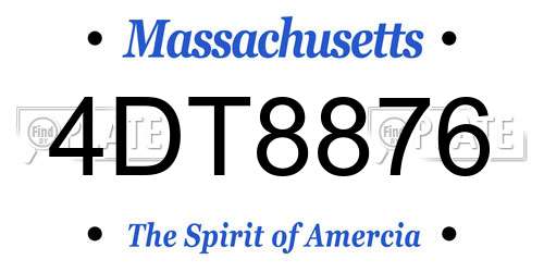 4DT8876 Massachusetts License Plate