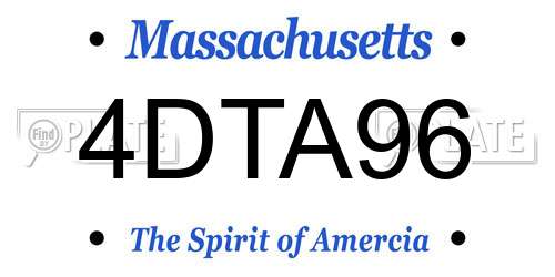 4DTA96 Massachusetts License Plate