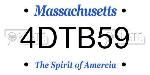 4DTB59 Massachusetts License Plate