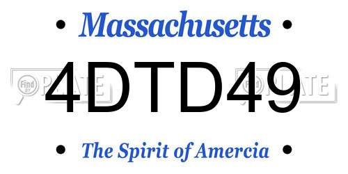 4DTD49 Massachusetts License Plate